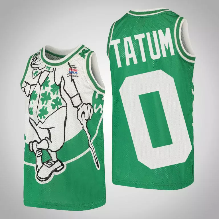Youth Celtics Jayson Tatum #0 Green Big Face Hardwood Classics Jersey