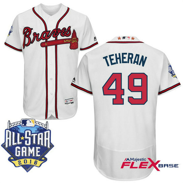 Atlanta Braves #49 Julio Teheran White 2016 All-Star Game Patch Flex Base Jersey