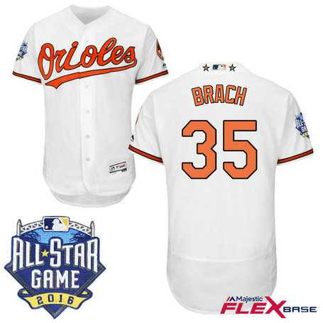Baltimore Orioles #35 Brad Brach White 2016 All-Star Game Patch Flex Base Jersey
