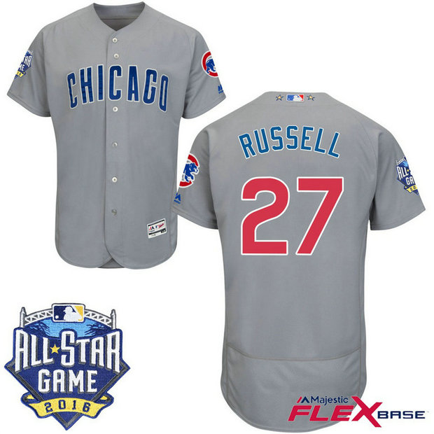 Chicago Cubs #27 Addison Russell Grey 2016 All-Star Game Patch Flex Base Jersey Chicago Cubs #27 Addison Russell Grey 2016 All-Star Game Patch Flex Base Jersey