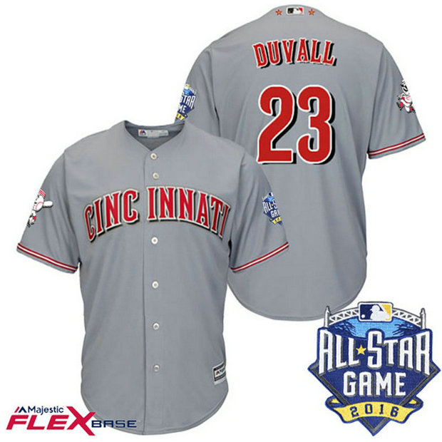 Cincinnati Reds #23 Adam Duvall Grey 2016 All-Star Game Patch Flex Base Jersey