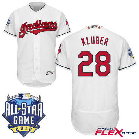 Cleveland Indians #28 Corey Kluber White 2016 All-Star Game Patch Flex Base Jersey Cleveland Indians #28 Corey Kluber White 2016 All-Star Game Patch Flex Base Jersey