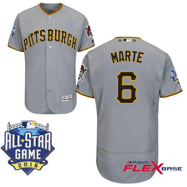 Pittsburgh Pirates #6 Starling Marte Grey 2016 All-Star Game Patch Flex Base Jersey Pittsburgh Pirates #6 Starling Marte Grey 2016 All-Star Game Patch Flex Base Jersey