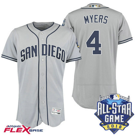 San Diego Padres #4 Wil Myers Grey 2016 All-Star Game Patch Flex Base Jersey
