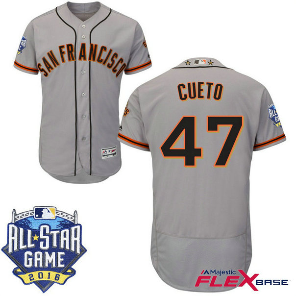 San Francisco Giants #47 Johnny Cueto Grey 2016 All-Star Game Patch Flex Base Jersey San Francisco Giants #47 Johnny Cueto Grey 2016 All-Star Game Patch Flex Base Jersey