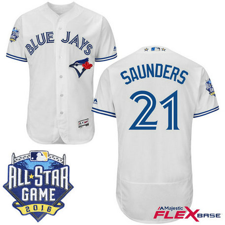 Toronto Blue Jays #21 Michael Saunders White 2016 All-Star Game Patch Flex Base Jersey