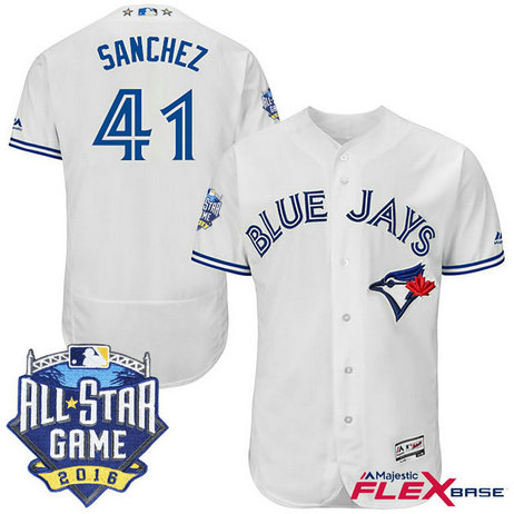 Toronto Blue Jays #41 Aaron Sanchez White 2016 All-Star Game Patch Flex Base Jersey Toronto Blue Jays #41 Aaron Sanchez White 2016 All-Star Game Patch Flex Base Jersey