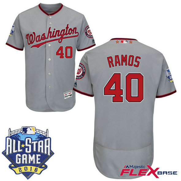 Washington Nationals #40 Wilson Ramos Grey 2016 All-Star Game Patch Flex Base Jersey Washington Nationals #40 Wilson Ramos Grey 2016 All-Star Game Patch Flex Base Jersey