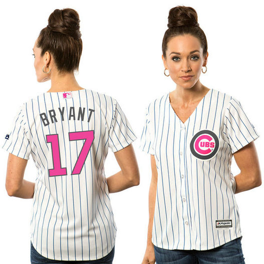 Women - 2016 Mother's Day Chicago Cubs #17 Kris Bryant White Home Cool Base Jersey