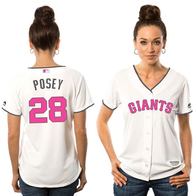 Women - 2016 Mother's Day San Francisco Giants #28 Buster Posey White Home Cool Base Jersey