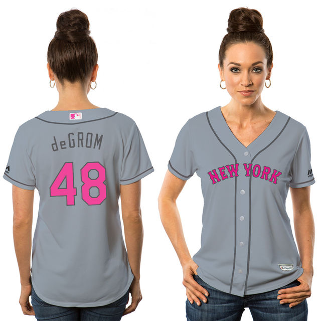 Women - 2016 Mother's Day New York Mets #48 Jacob deGrom Grey Away Cool Base Jersey