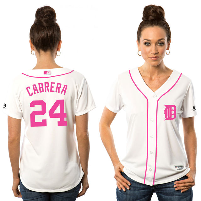 Women - 2016 Mother's Day Detroit Tigers #24 Miguel Cabrera White Home Cool Base Jersey Women - 2016 Mother's Day Detroit Tigers #24 Miguel Cabrera White Home Cool Base Jersey
