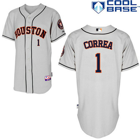 Houston Astros #1 Carlos Correa Grey Authentic Cool Base Jersey
