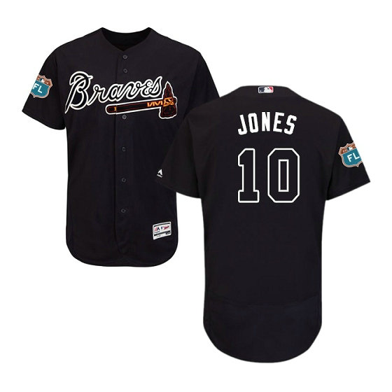 Atlanta Braves #10 Chipper Jones Flexbase Collection Blue Authentic Jersey