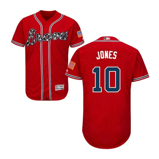 Atlanta Braves #10 Chipper Jones Flexbase Collection Red Authentic Jersey