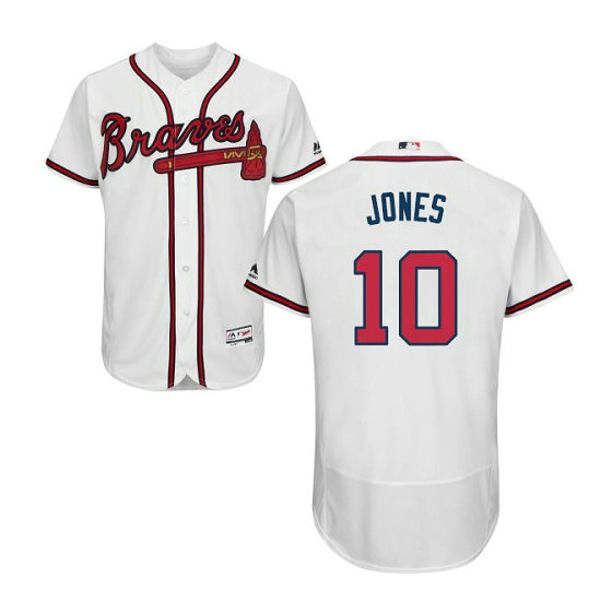 Atlanta Braves #10 Chipper Jones Flexbase Collection White Authentic Jersey