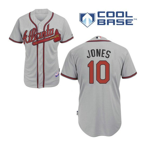 Atlanta Braves #10 Chipper Jones Road Cool Base Grey Authentic Jersey
