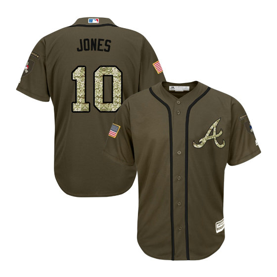 Atlanta Braves #10 Chipper Jones Salute to Service Green Authentic Jersey