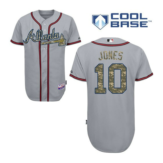 Atlanta Braves #10 Chipper Jones USMC Cool Base Grey Authentic Jersey