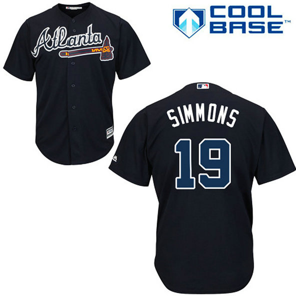 Atlanta Braves #19 Andrelton Simmons Blue Alternate Away Cool Base Jersey