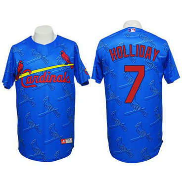 St. Louis Cardinals #7 Matt Holliday Conventional 3D Fashion Blue Jersey