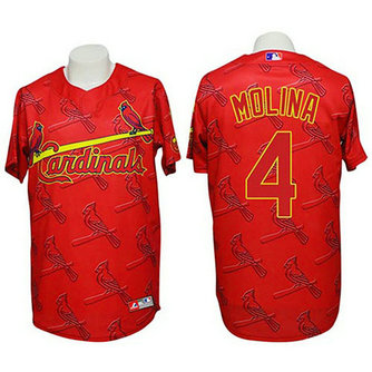 St. Louis Cardinals #4 Yadier Molina Conventional 3D Fashion Red Jersey