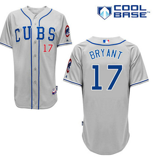 Chicago Cubs #17 Kris Bryant Grey Authentic Cool Base Jersey