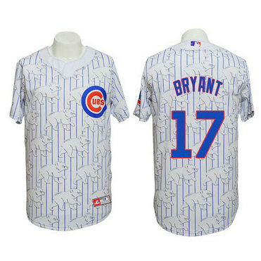 Chicago Cubs #17 Kris Bryant Conventional 3D Version White Jersey