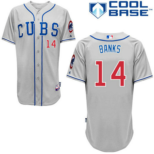 Chicago Cubs #14 Ernie Banks Cool Base Authentic Grey Jersey Chicago Cubs #14 Ernie Banks Cool Base Authentic Grey Jersey