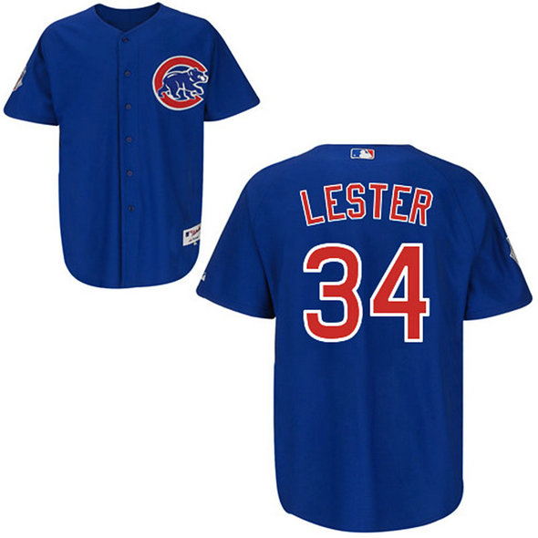 Chicago Cubs #34 Jon Lester Cool Base Authentic Blue Jersey