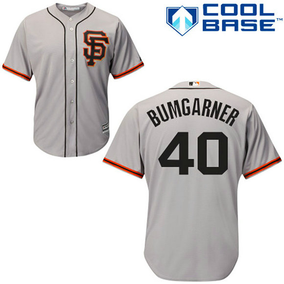 San Francisco Giants #40 Madison Bumgarner Grey Away Cool Base Jersey San Francisco Giants #40 Madison Bumgarner Grey Away Cool Base Jersey