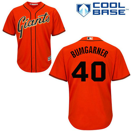 San Francisco Giants #40 Madison Bumgarner Orange Alternate Cool Base Jersey San Francisco Giants #40 Madison Bumgarner Orange Alternate Cool Base Jersey
