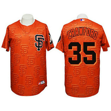 San Francisco Giants #35 Brandon Crawford Authentic 3D Fashion Orange Jersey