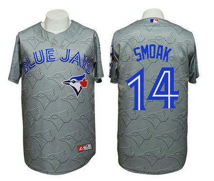 Jays #14 Justin Smoak 3D Watermark Edition Grey Jersey