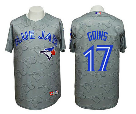 Jays #17 Ryan Goins 3D Watermark Edition Grey Jersey Jays #17 Ryan Goins 3D Watermark Edition Grey Jersey