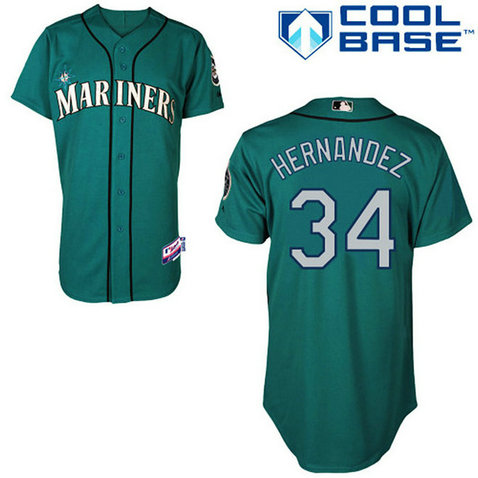 Seattle Mariners #34 Felix Hernandez Cool Base Authentic Green Jersey Seattle Mariners #34 Felix Hernandez Cool Base Authentic Green Jersey