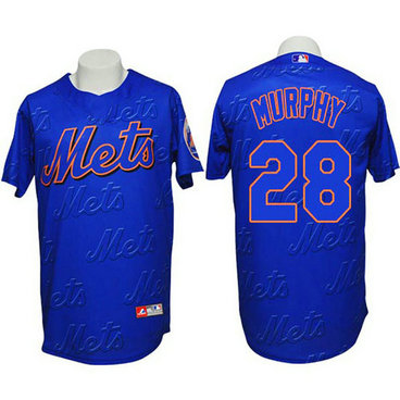 New York Mets #28 Daniel Murphy Authentic 3D Fashion Blue Jersey