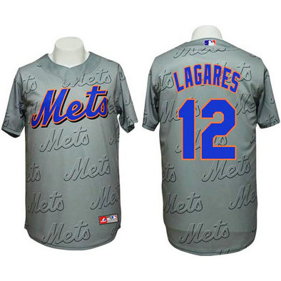 New York Mets #12 Juan Lagares Authentic 3D Fashion Grey Jersey New York Mets #12 Juan Lagares Authentic 3D Fashion Grey Jersey