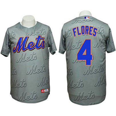 New York Mets #4 Wilmer Flores Authentic 3D Fashion Grey Jersey