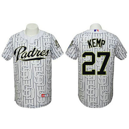 San Diego Padres #27 Matt Kemp Authentic 3D Fashion White Jersey San Diego Padres #27 Matt Kemp Authentic 3D Fashion White Jersey
