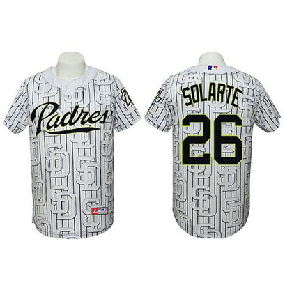 San Diego Padres #26 Yangervis Solarte Authentic 3D Fashion White Jersey San Diego Padres #26 Yangervis Solarte Authentic 3D Fashion White Jersey
