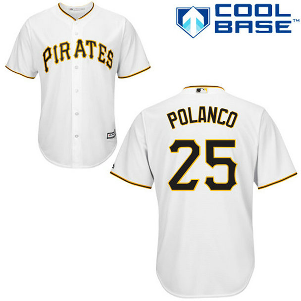 Pittsburgh Pirates #25 Gregory Polanco White Cool Base Home Jersey Pittsburgh Pirates #25 Gregory Polanco White Cool Base Home Jersey