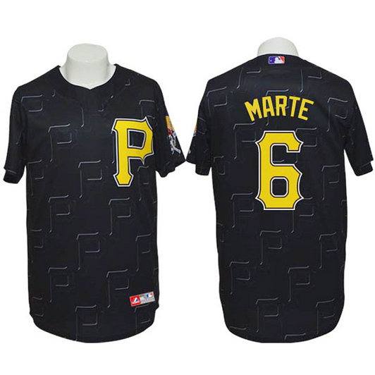 Pittsburgh Pirates #6 Starling Marte Conventional 3D Version Black Jersey Pittsburgh Pirates #6 Starling Marte Conventional 3D Version Black Jersey