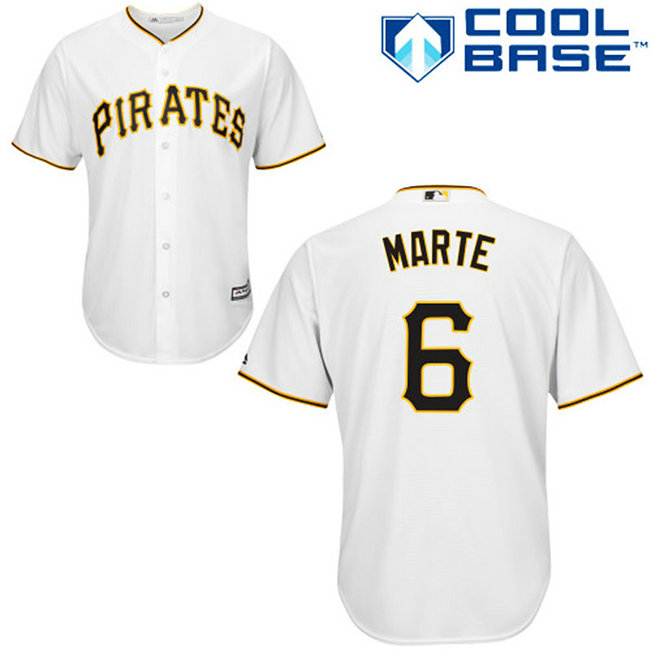 Pittsburgh Pirates #6 Starling Marte White Cool Base Home Jersey Pittsburgh Pirates #6 Starling Marte White Cool Base Home Jersey