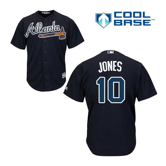 Atlanta Braves #10 Chipper Jones Alternate Road Cool Base Blue Replica Jersey