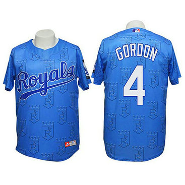 Kansas City Royals #4 Alex Gordon Authentic 3D Fashion Blue Jersey Kansas City Royals #4 Alex Gordon Authentic 3D Fashion Blue Jersey