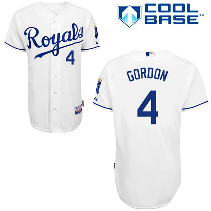 Kansas City Royals #4 Alex Gordon Cool Base Authentic Home White Jersey Kansas City Royals #4 Alex Gordon Cool Base Authentic Home White Jersey