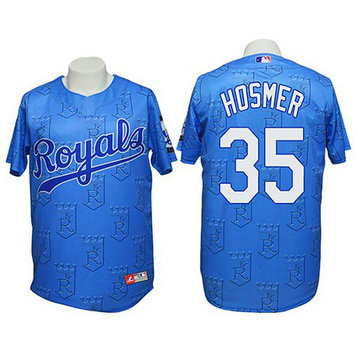 Kansas City Royals #35 Eric Hosmer Authentic 3D Fashion Blue Jersey Kansas City Royals #35 Eric Hosmer Authentic 3D Fashion Blue Jersey