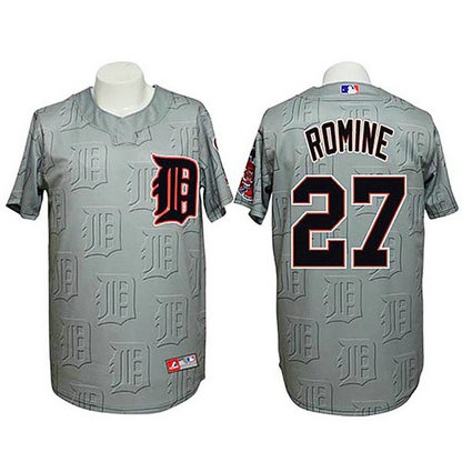 Detroit Tigers #27 Andrew Romine Authentic 3D Fashion Grey Jersey Detroit Tigers #27 Andrew Romine Authentic 3D Fashion Grey Jersey