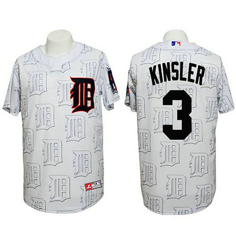 Detroit Tigers #3 Ian Kinsler Authentic 3D Fashion White Jersey Detroit Tigers #3 Ian Kinsler Authentic 3D Fashion White Jersey